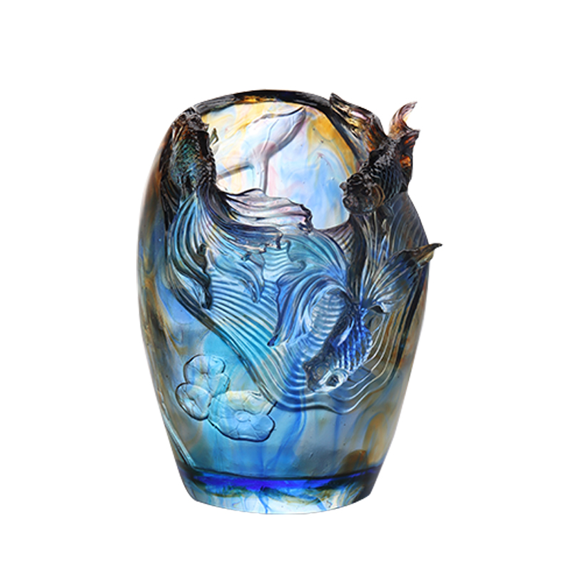 Vaso de vidro: luxuoso e sofisticado arranjo floral para sala de estar, vidro de cristal, suporte artístico preservado para flores, mesa de jantar para casa, ornamento decorativo “Adicionando flores ao brocado”