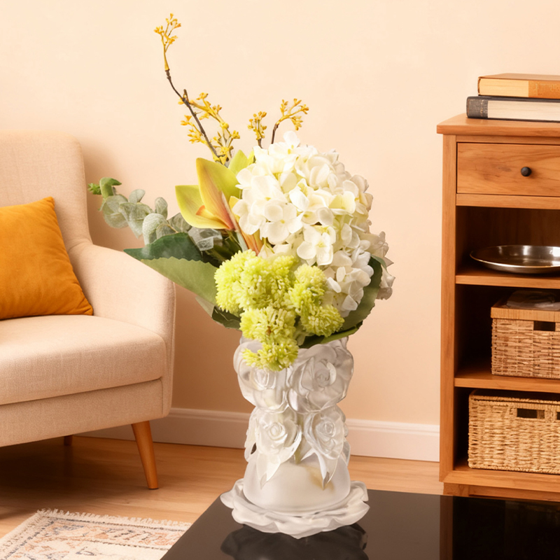 Vaso de vidro de cristal para decoração de casa com processo de fundição por cera perdida “Vaso de rosa”