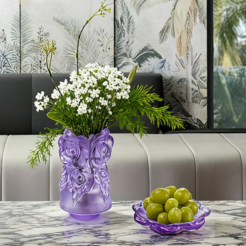 Vaso de vidro de cristal para decoração de casa com processo de fundição por cera perdida “Vaso de rosa”