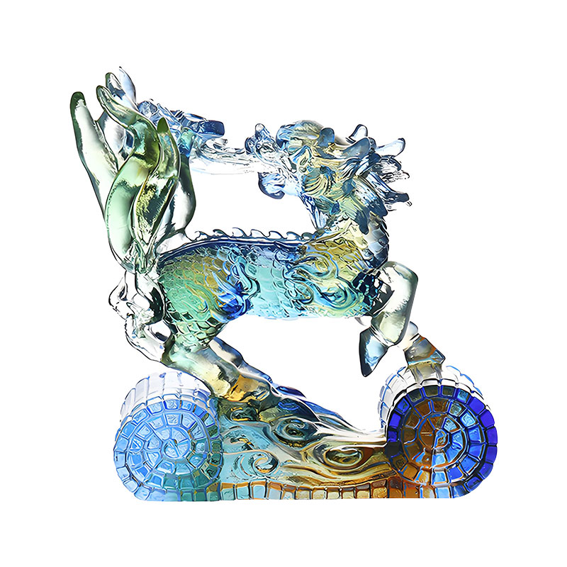 Ornamento de cristal de vidro colorido verde âmbar azul Wisdom Kirin