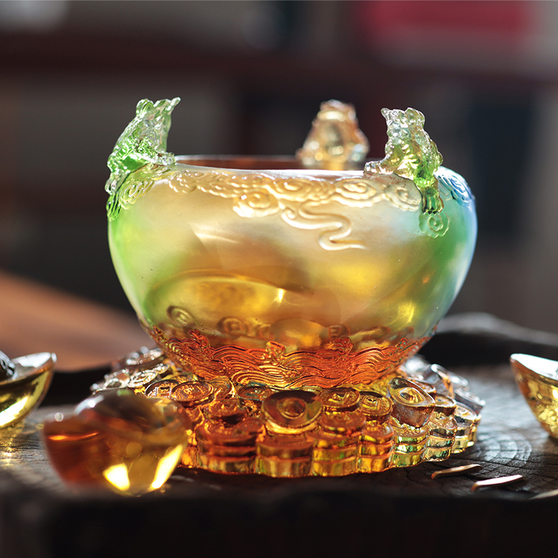 Tigela de tesouro de vidro de cornucópia de cristal