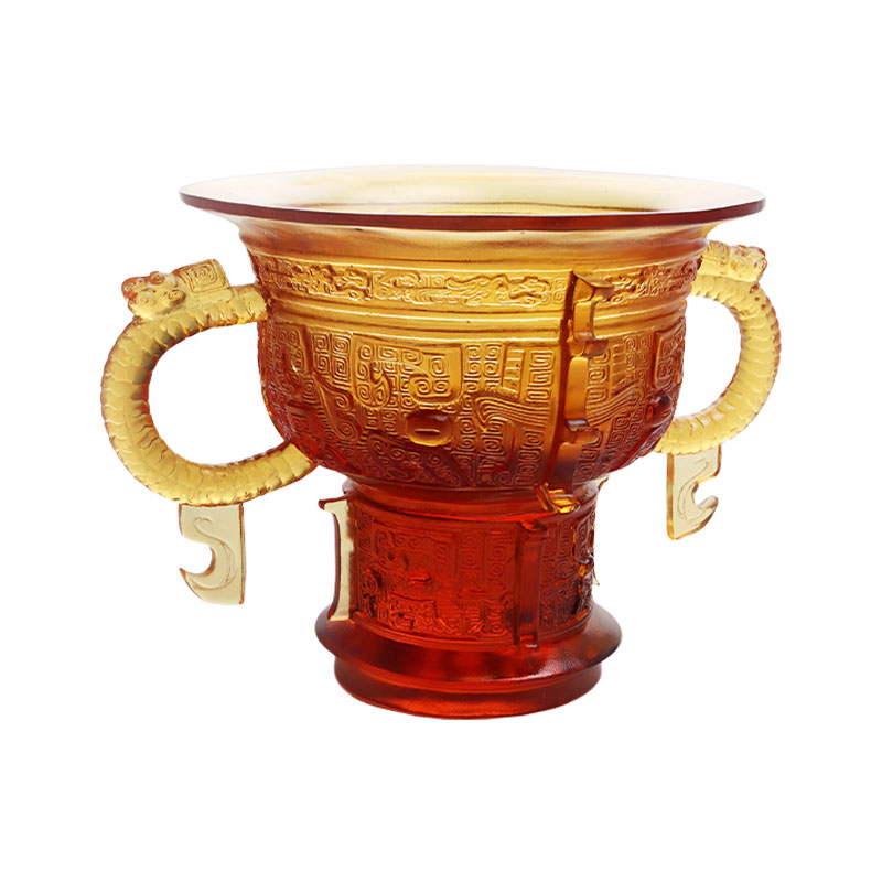 Tripé chinês com alça de orelhas de dragão e padrão de espinhos