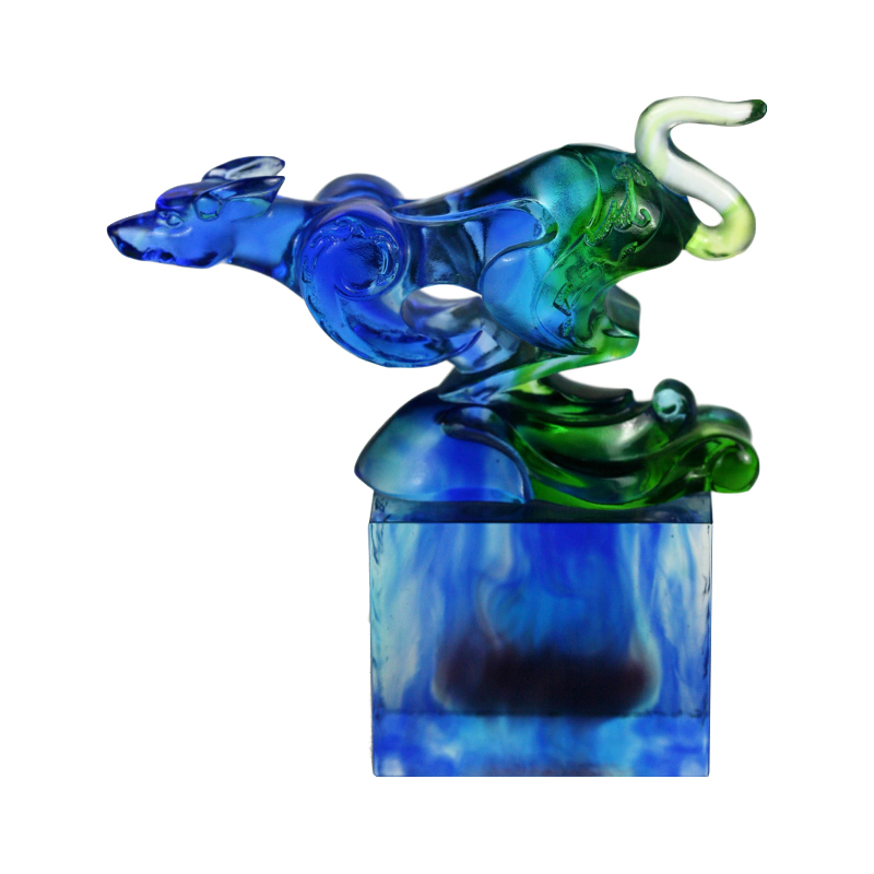 Ornamento de selo de vidro clássico azul esverdeado