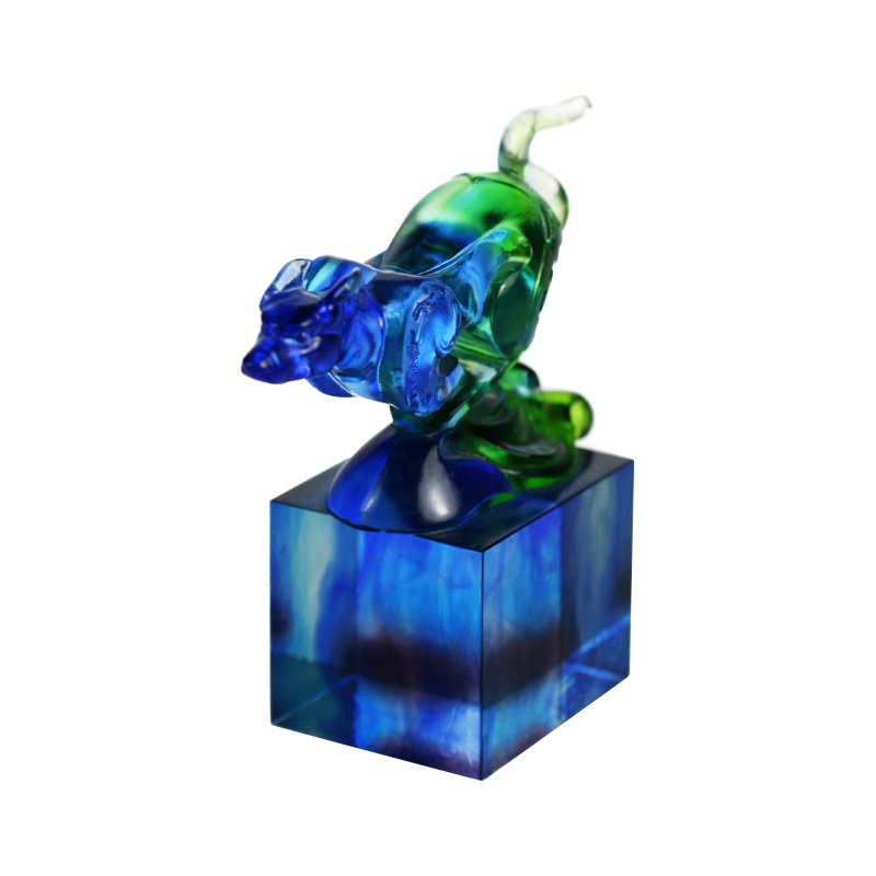 Ornamento de selo de vidro clássico azul esverdeado