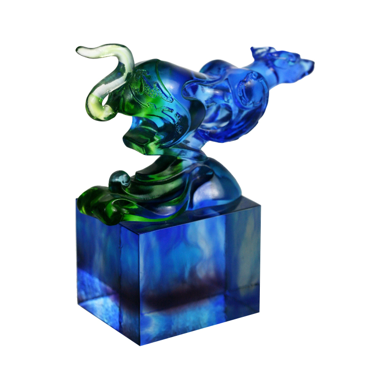 Ornamento de selo de vidro clássico azul esverdeado