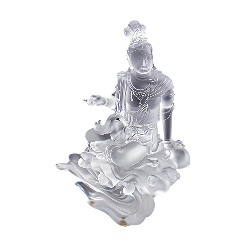Escultura de vidro transparente do Bodhisattva Avalokiteśvara