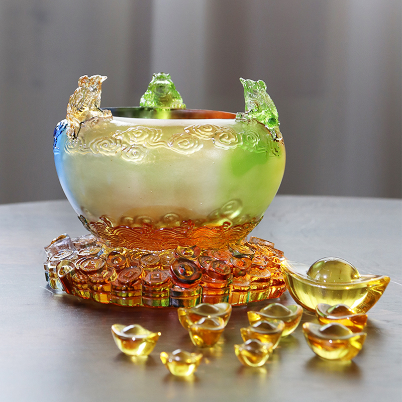 Tigela de tesouro de vidro de cornucópia de cristal