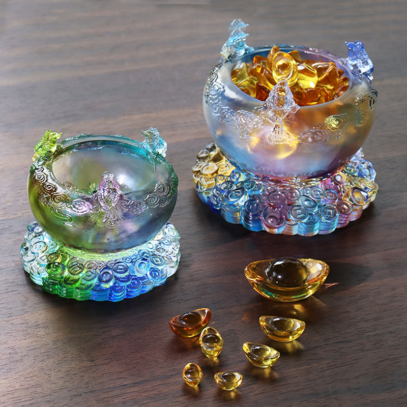 Tigela de tesouro de vidro de cornucópia de cristal