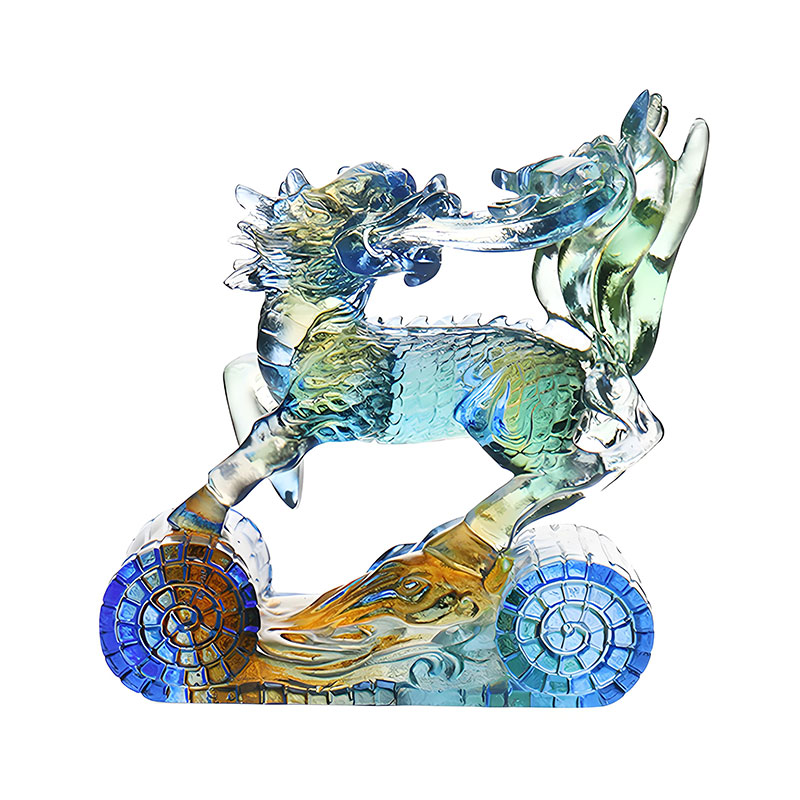 Ornamento de cristal de vidro colorido verde âmbar azul Wisdom Kirin