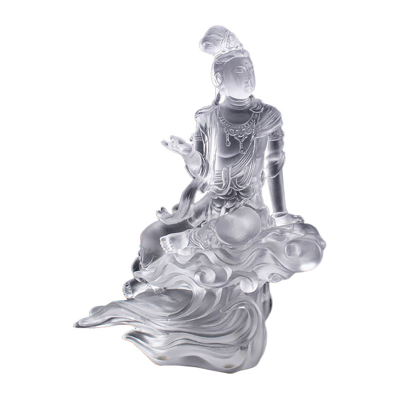 Escultura de vidro transparente do Bodhisattva Avalokiteśvara