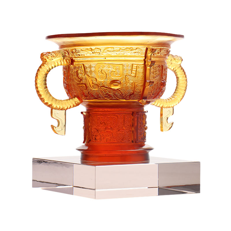 Tripé chinês com alça de orelhas de dragão e padrão de espinhos