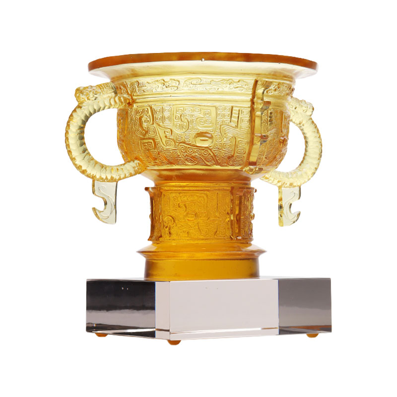 Tripé chinês com alça de orelhas de dragão e padrão de espinhos