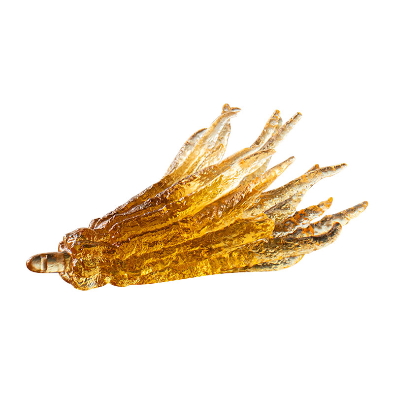 Porta-incenso de vidro dourado em forma de mão