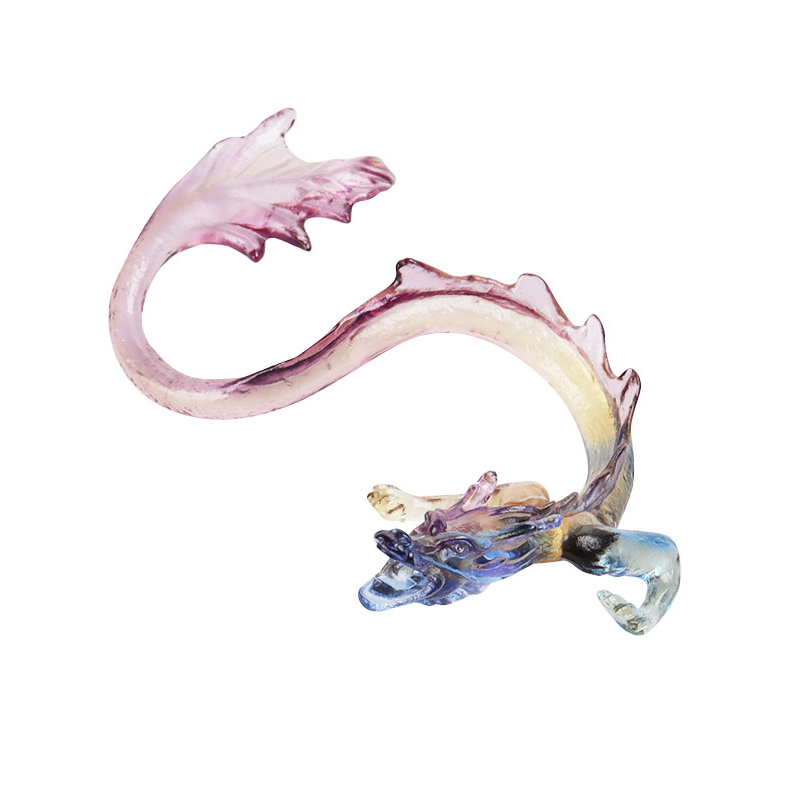 Porta-incenso de vidro dragão dourado