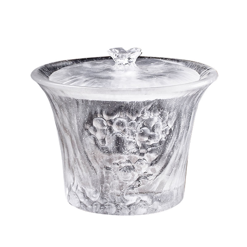 Conjunto de xícaras de chá transparentes com tampa