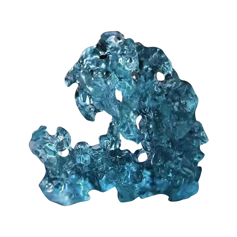 Ornamentos de vidro de cor azul em forma de rocha