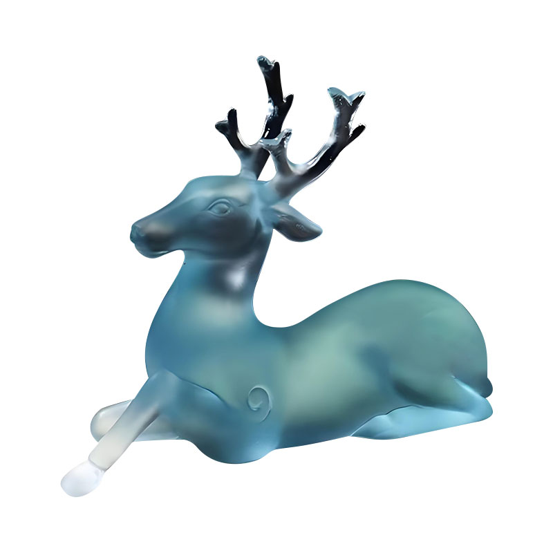 Porta-escova em vidro azul em formato de cervo