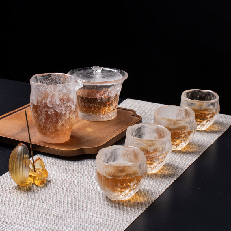 Conjunto de xícaras de chá transparentes com tampa
