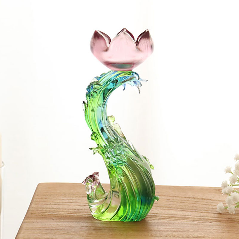 Castiçal de cristal em forma de lótus