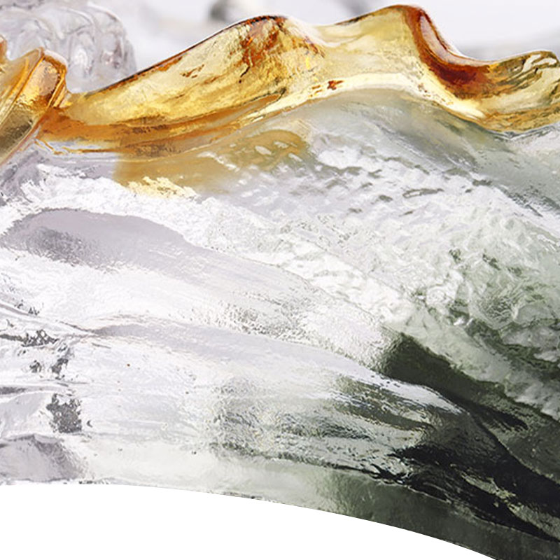 Bandeja de frutas oval de vidro decorativo artístico