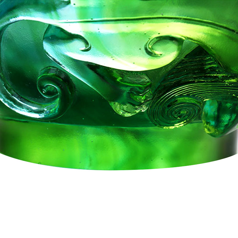 Prato de frutas de vidro verde transparente