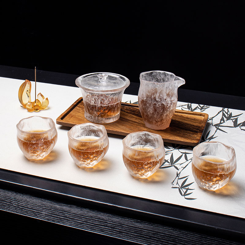 Conjunto de xícaras de chá transparentes com tampa