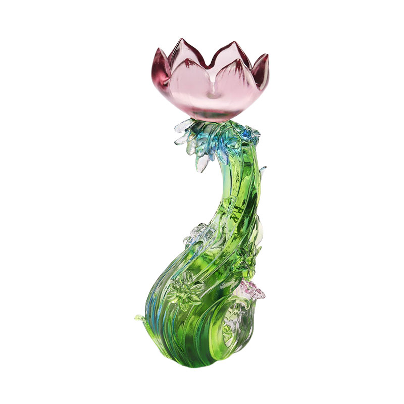 Castiçal de cristal em forma de lótus