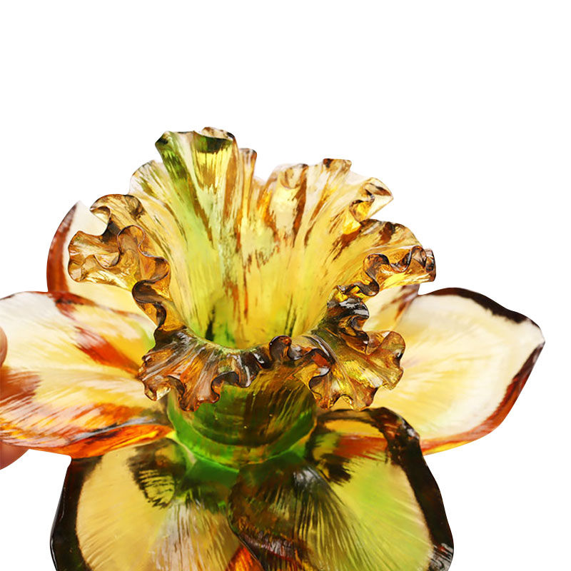 Castiçal em formato de pétala de vidro