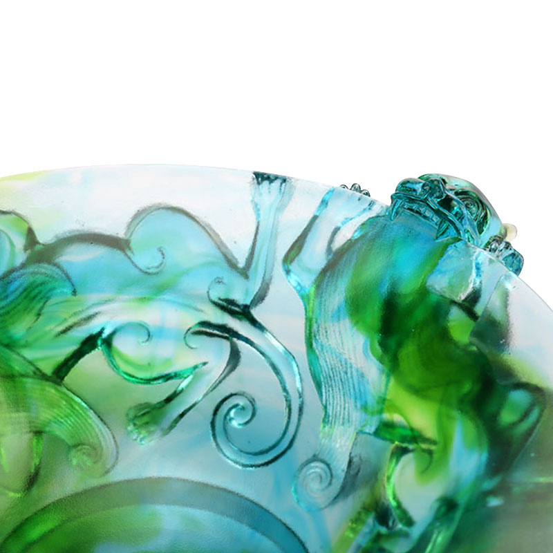 Prato de frutas de vidro verde transparente