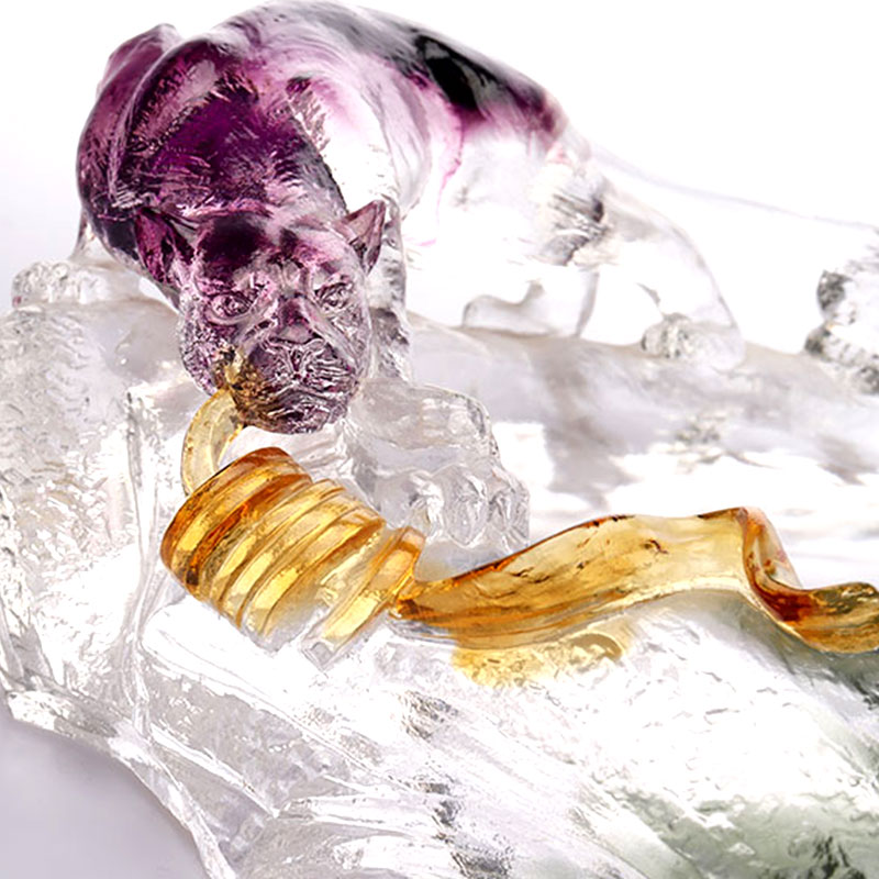 Bandeja de frutas oval de vidro decorativo artístico