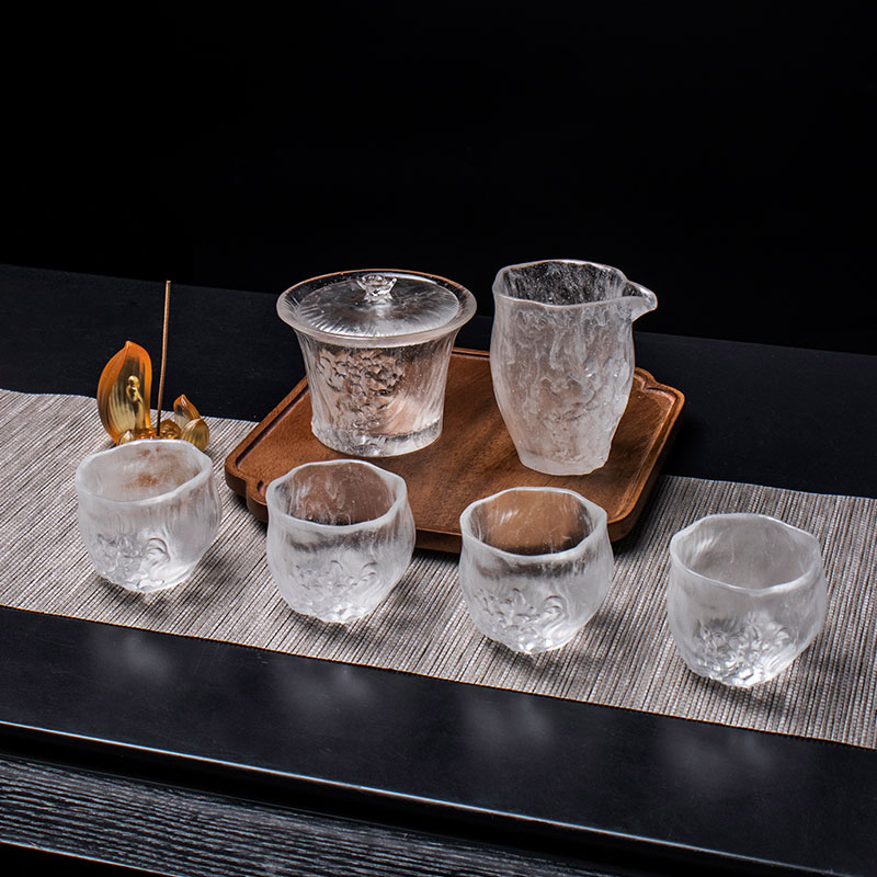 Conjunto de xícaras de chá transparentes com tampa