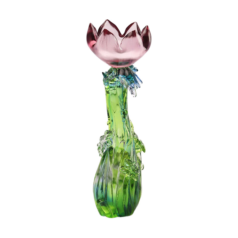 Castiçal de cristal em forma de lótus