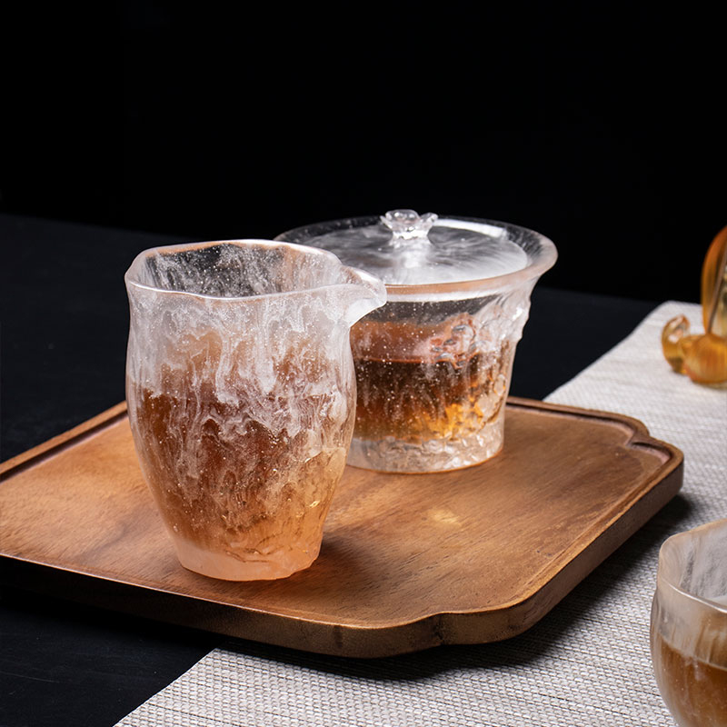 Conjunto de xícaras de chá transparentes com tampa