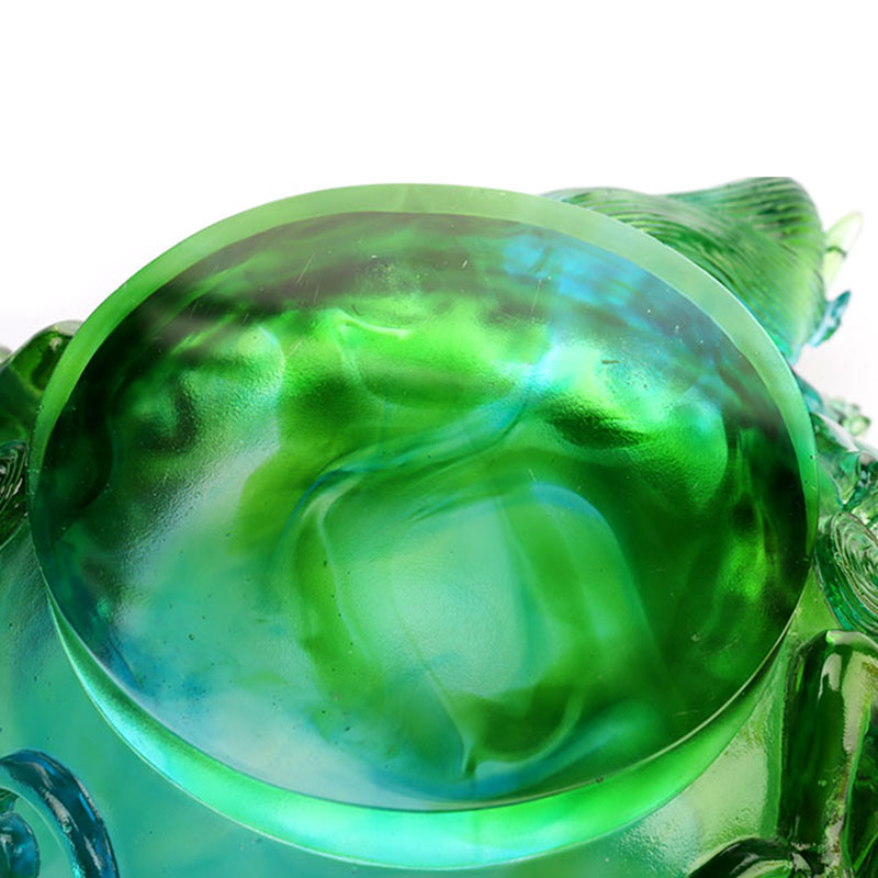 Prato de frutas de vidro verde transparente