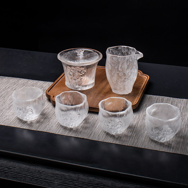 Conjunto de xícaras de chá transparentes com tampa