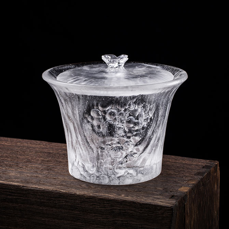 Conjunto de xícaras de chá transparentes com tampa