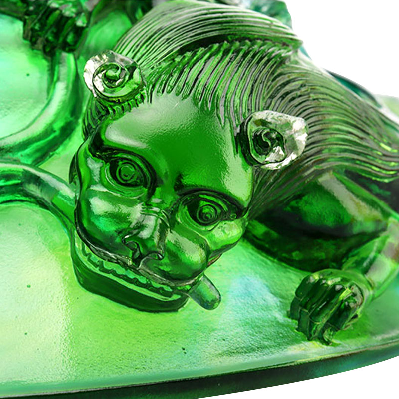 Prato de frutas de vidro verde transparente