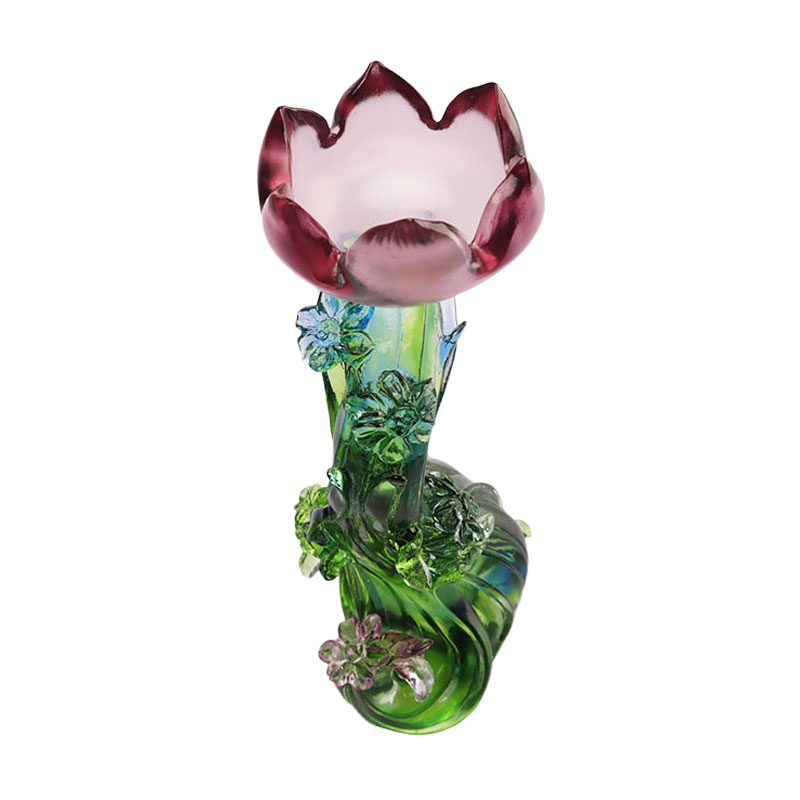 Castiçal de cristal em forma de lótus