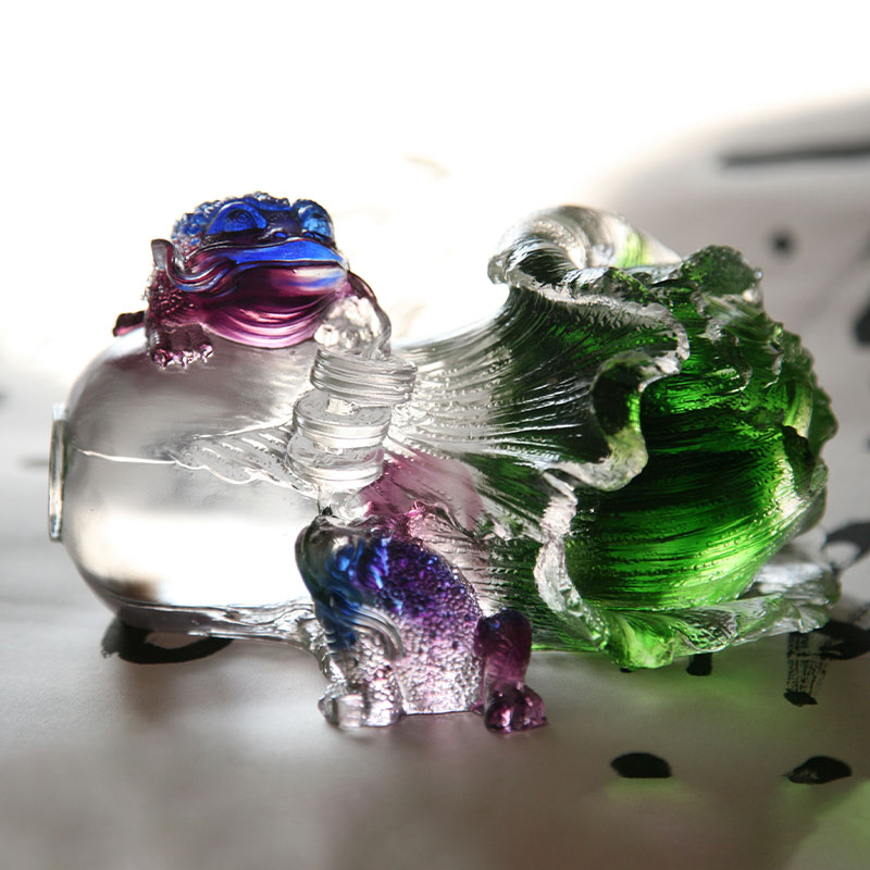 Ornamentos de escultura de sapo dourado de cristal