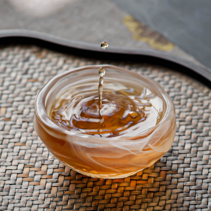 Conjunto de chá de vidro transparente com bule, xícara de chá