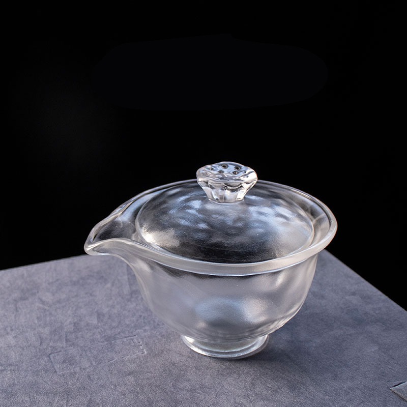 Conjunto de chá de vidro transparente com bule, xícara de chá