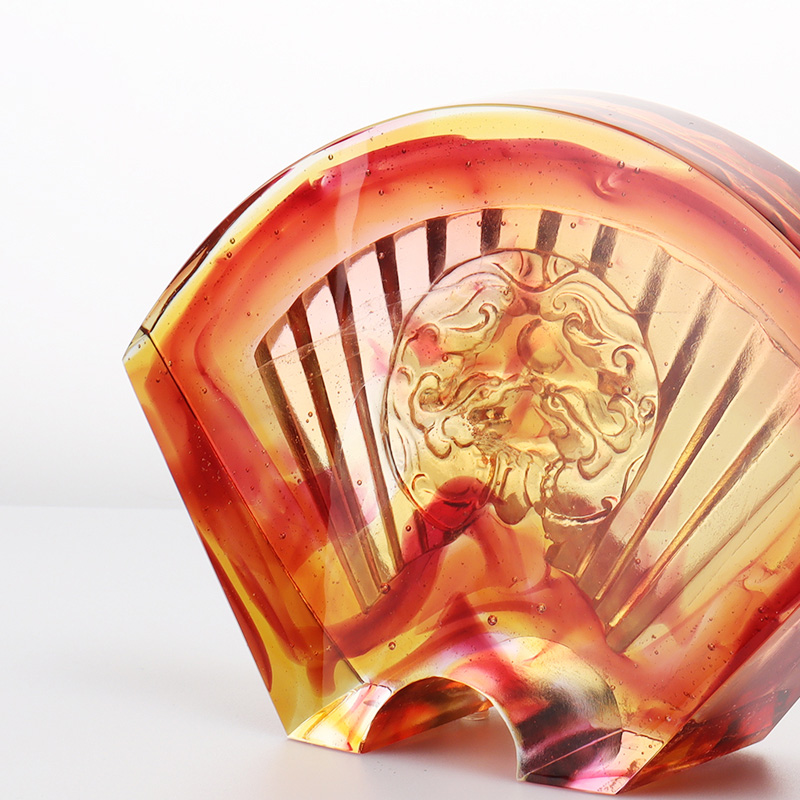 Ornamentos de vidro esmaltados chineses em forma de leque