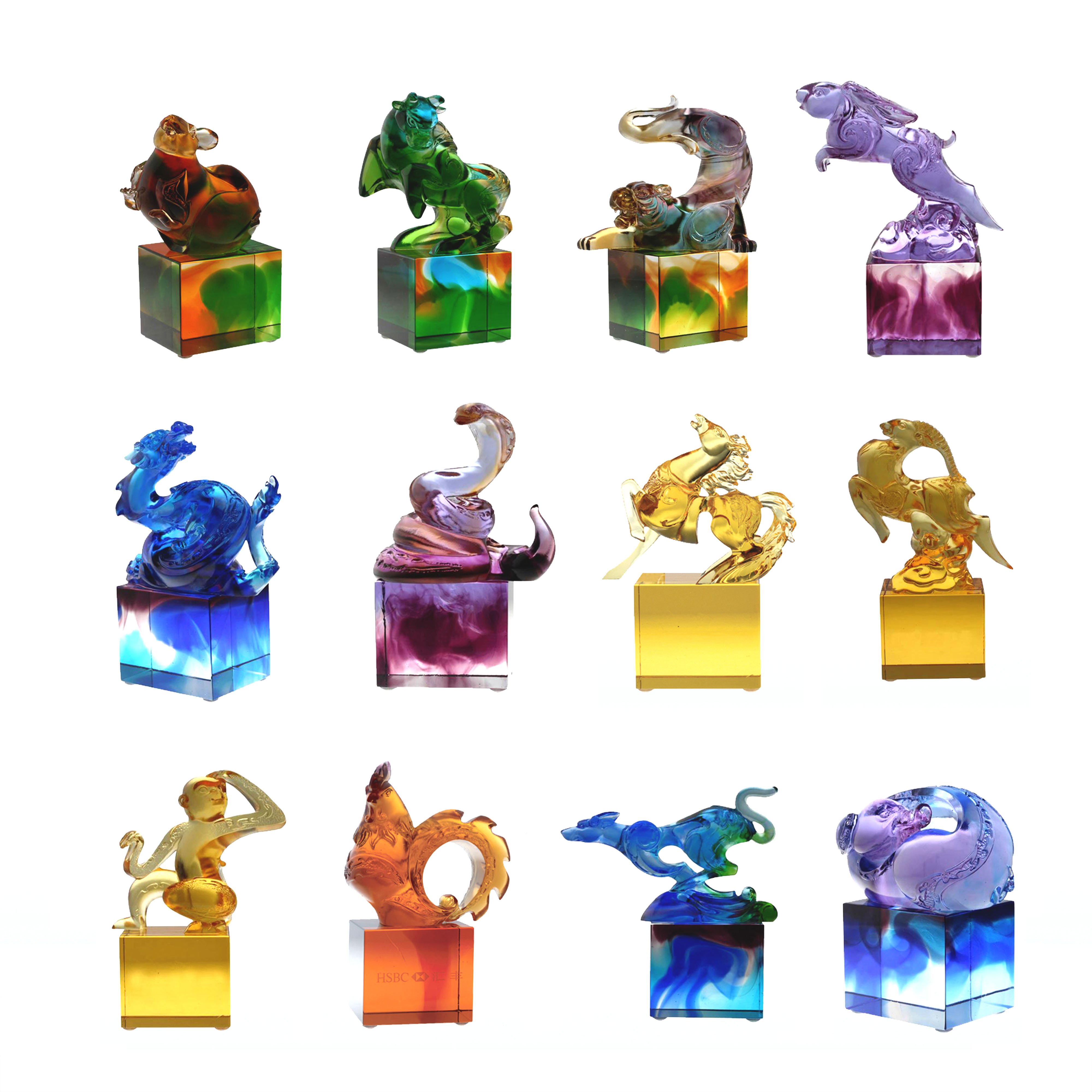 Ornamento de selo de vidro clássico azul esverdeado