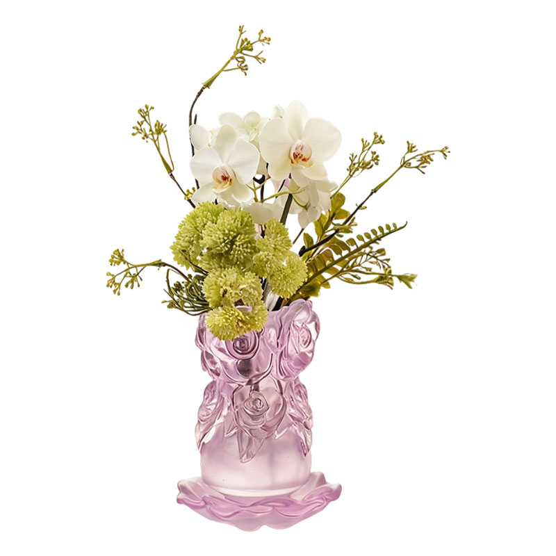 Vaso de vidro de cristal para decoração de casa com processo de fundição por cera perdida “Vaso de rosa”